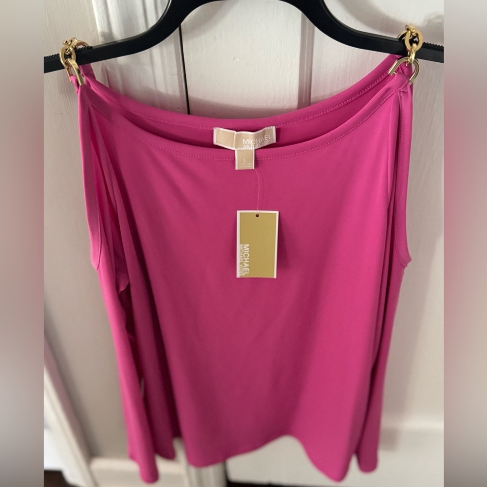 NWT Michael Kors Women’s Cold Shoulder Gold Hardware Deep Vibrant Pink